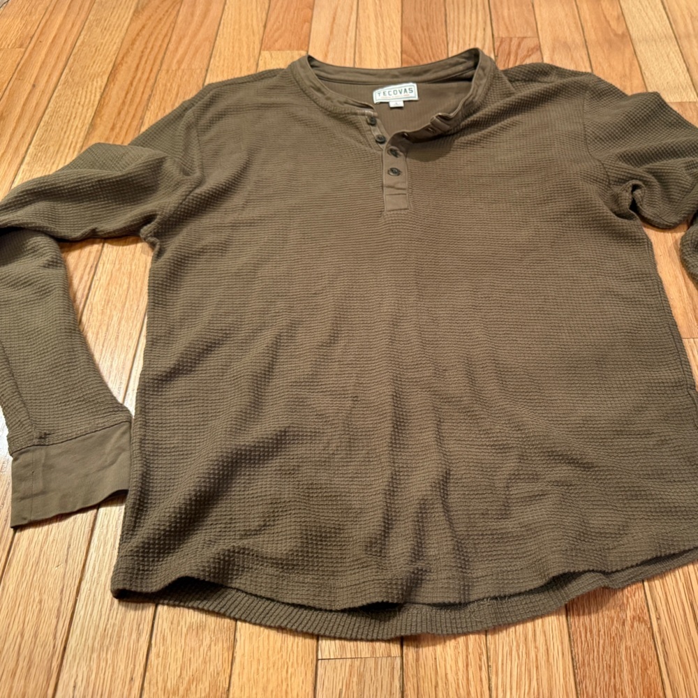Tecovas Khaki Long Sleeve Henley Shirt